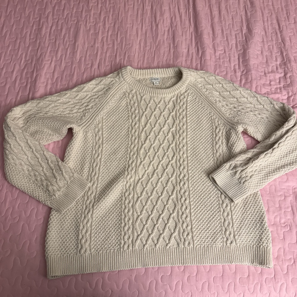 J. Crew Women's Ivory Cable Knit Sweater